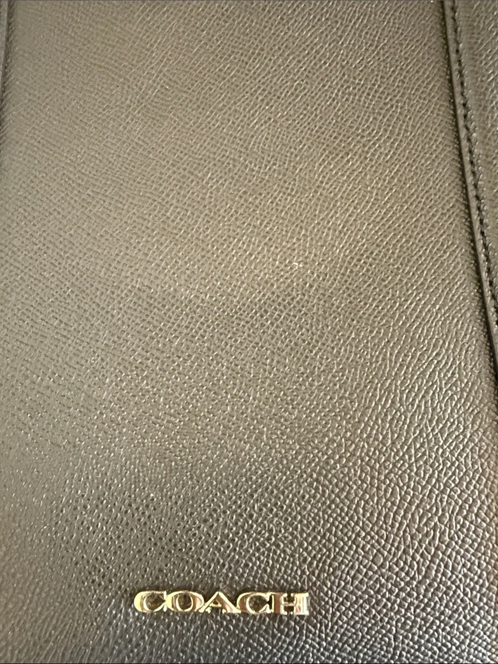 Coach Black Pebble Leather Briefcase/Computer bag with ID Tag